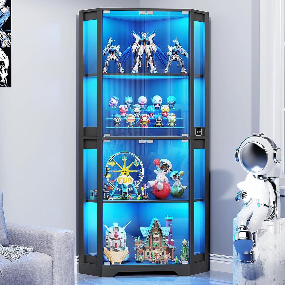 Glass Cabinet Display - 65 Świecąca szklana witryna ekspozycyjna, 4-poziomowa