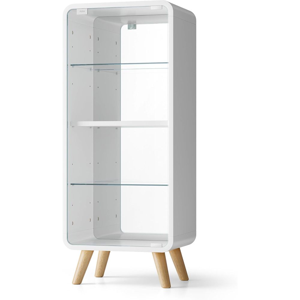 Glass Cabinet Display - 4-poziomowa regulowana szklana witryna z lustrem