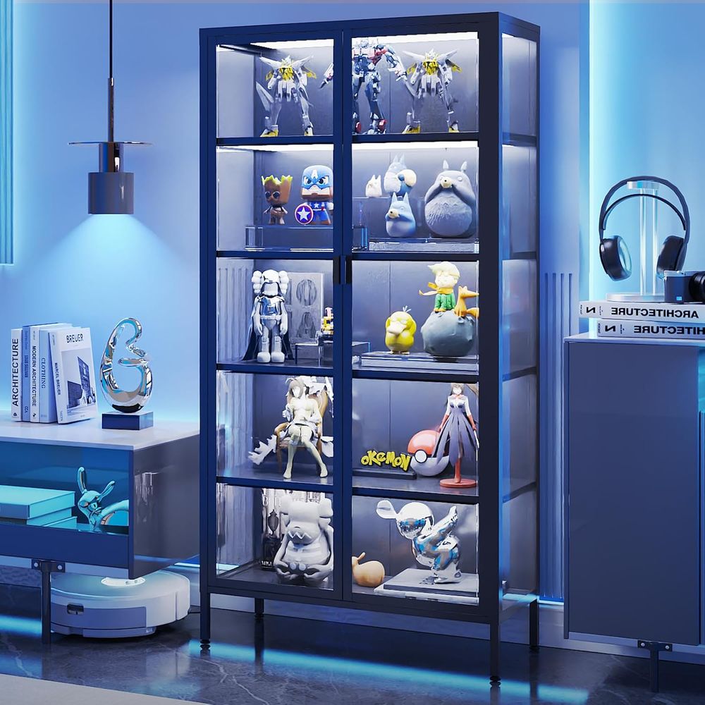 Glass Cabinet Display - Wysoka szklana witryna z oświetleniem LED