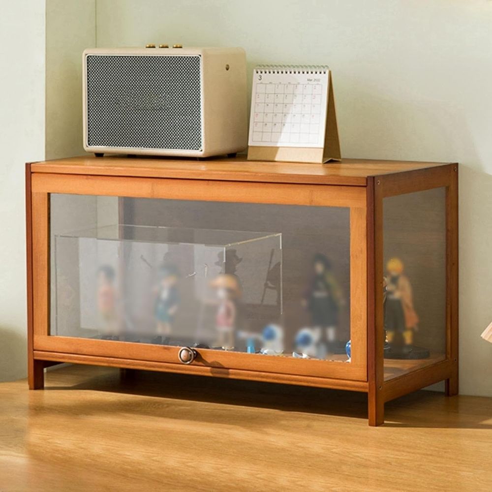 Glass Cabinet Display - Akrylowa szklana gablota - 27.55x12.59x15.74, brązowa