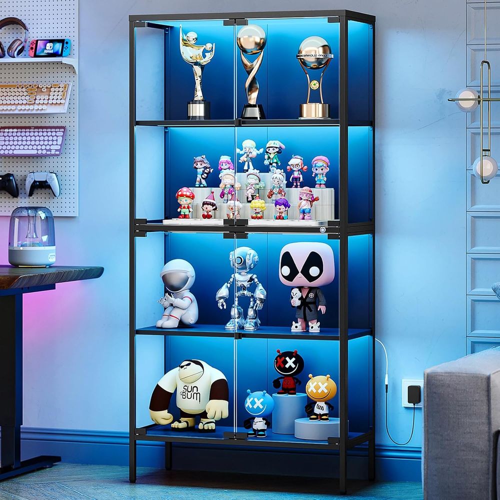Glass Cabinet Display - Szklana witryna z 65 diodami LED