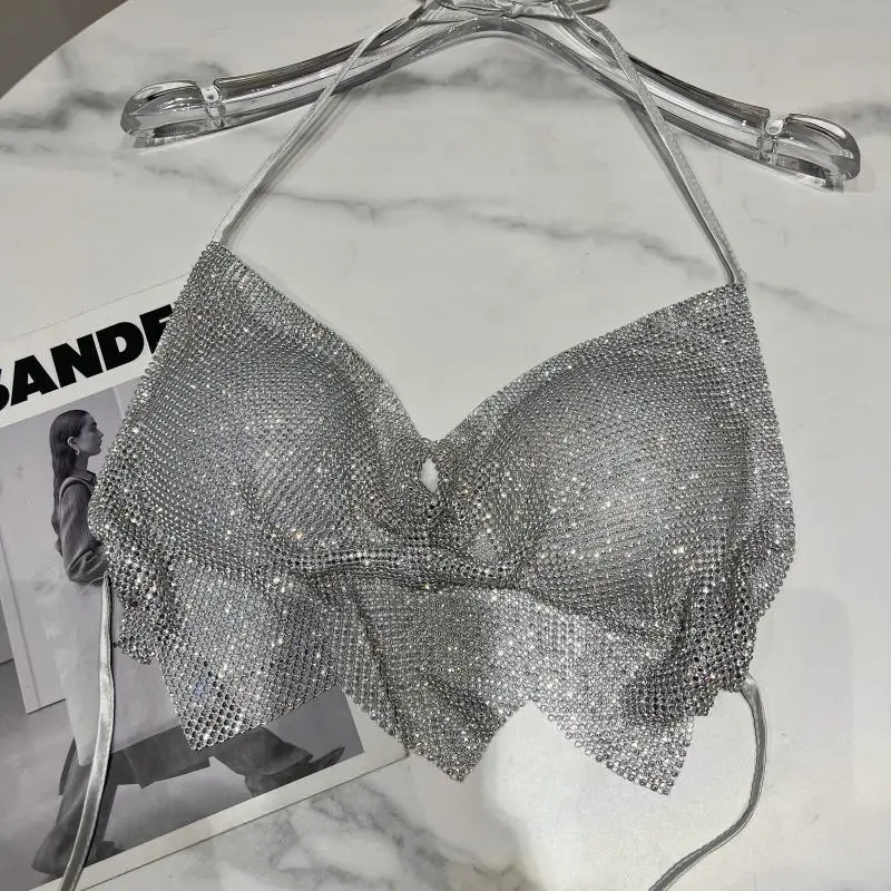 Dance Pad Machine - Błyszczące diamentowe topy typu tank top,