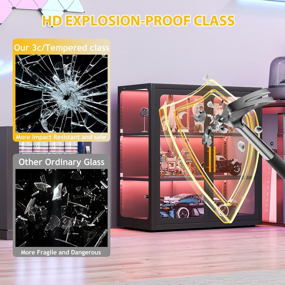 Wysoka szklana witryna z drzwi – Glass Cabinet Display recenzja i cena