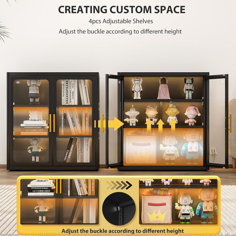 Wysoka szklana witryna z drzwi – Glass Cabinet Display recenzja i cena