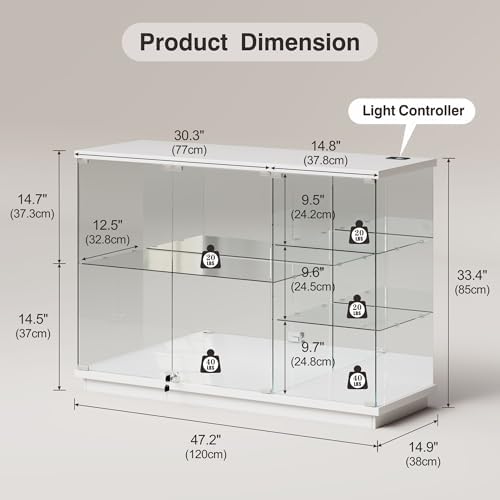 Szklana witryna RGB z zamkiem  – Glass Cabinet Display recenzja i cena