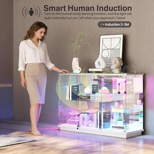 Szklana witryna RGB z zamkiem  – Glass Cabinet Display recenzja i cena