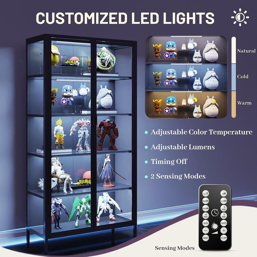 Wysoka szklana witryna z oświe – Glass Cabinet Display recenzja i cena