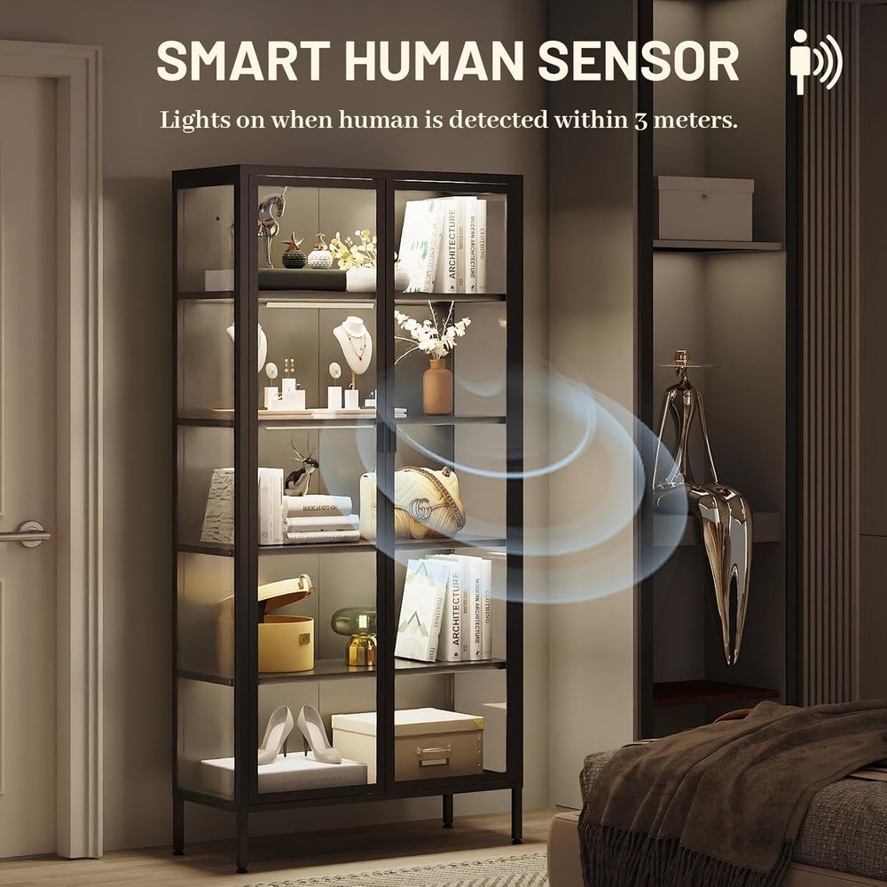 Wysoka szklana witryna z oświe – Glass Cabinet Display recenzja i cena