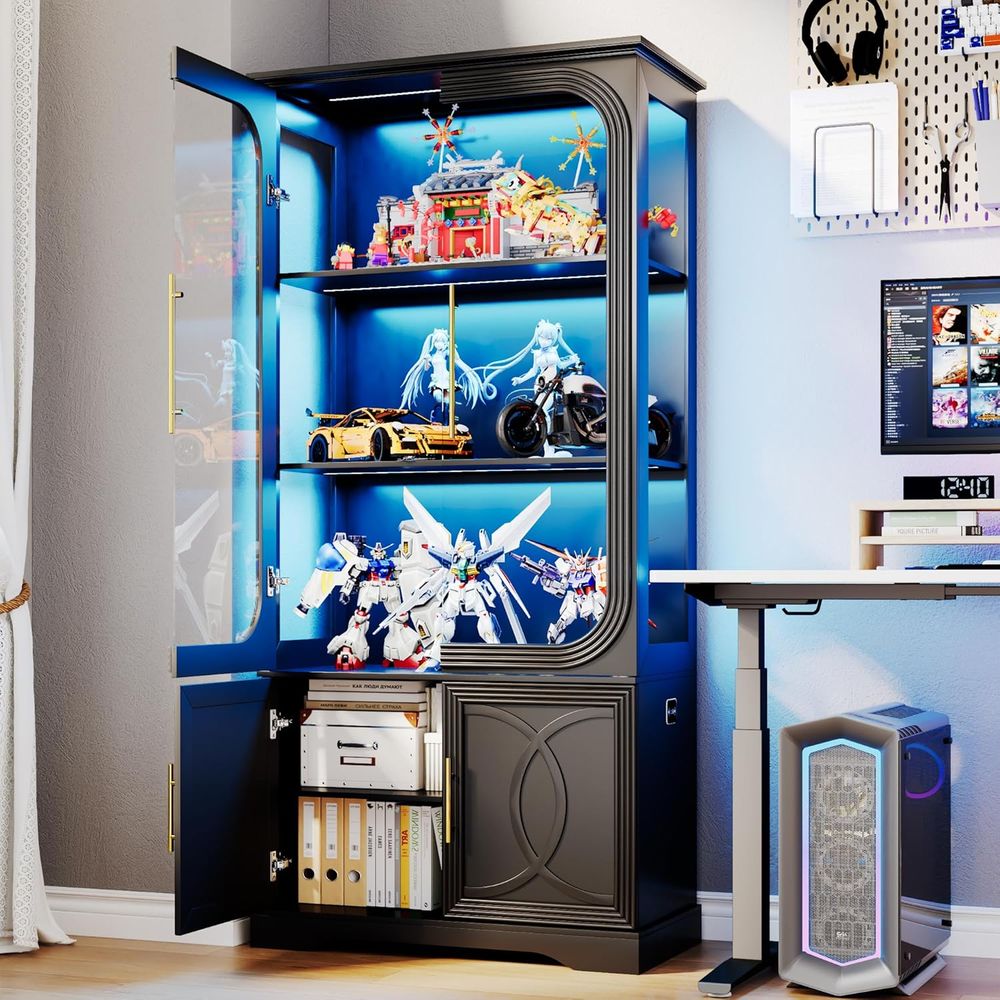 2-częściowa drewniana witryna  – Glass Cabinet Display recenzja i cena