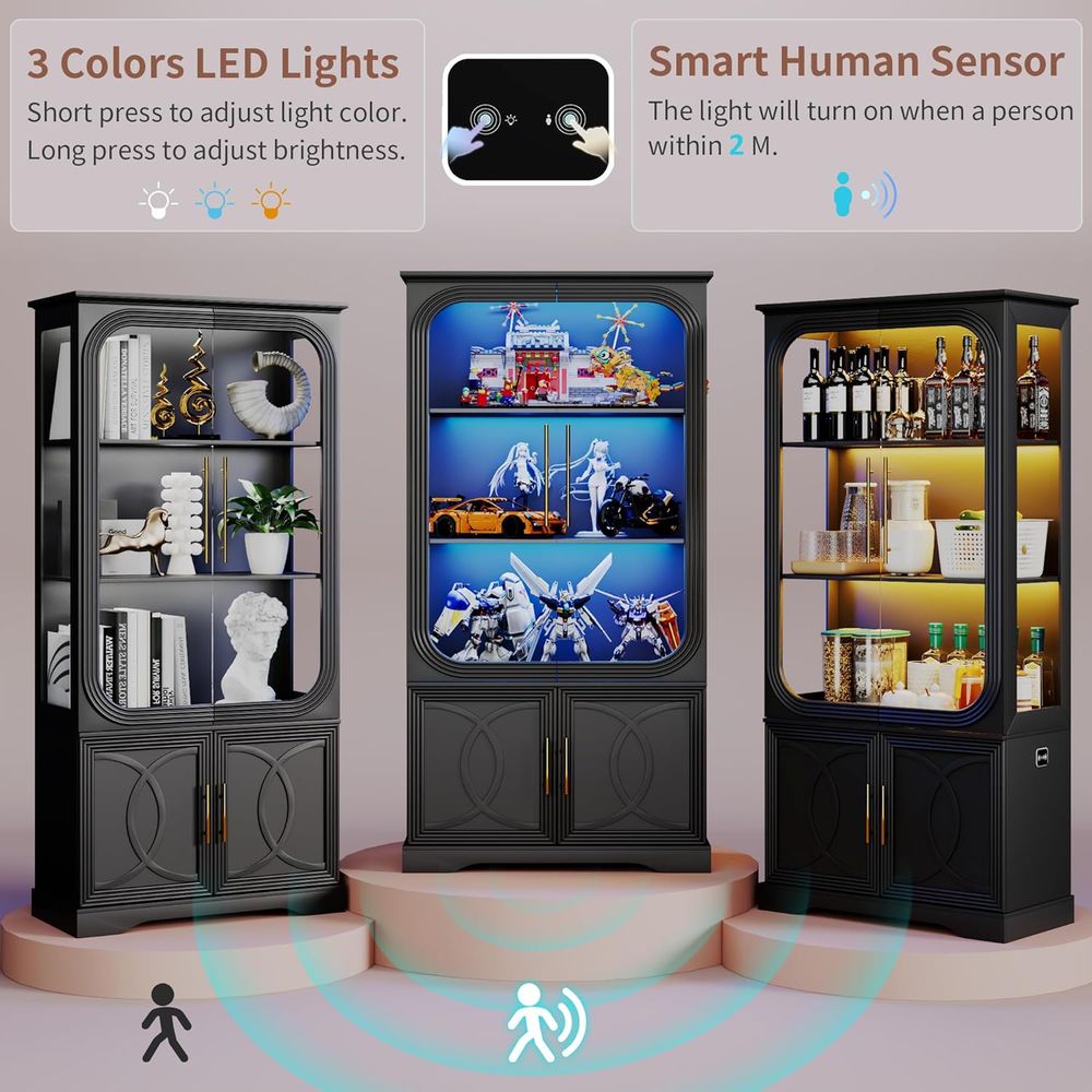 2-częściowa drewniana witryna  – Glass Cabinet Display recenzja i cena
