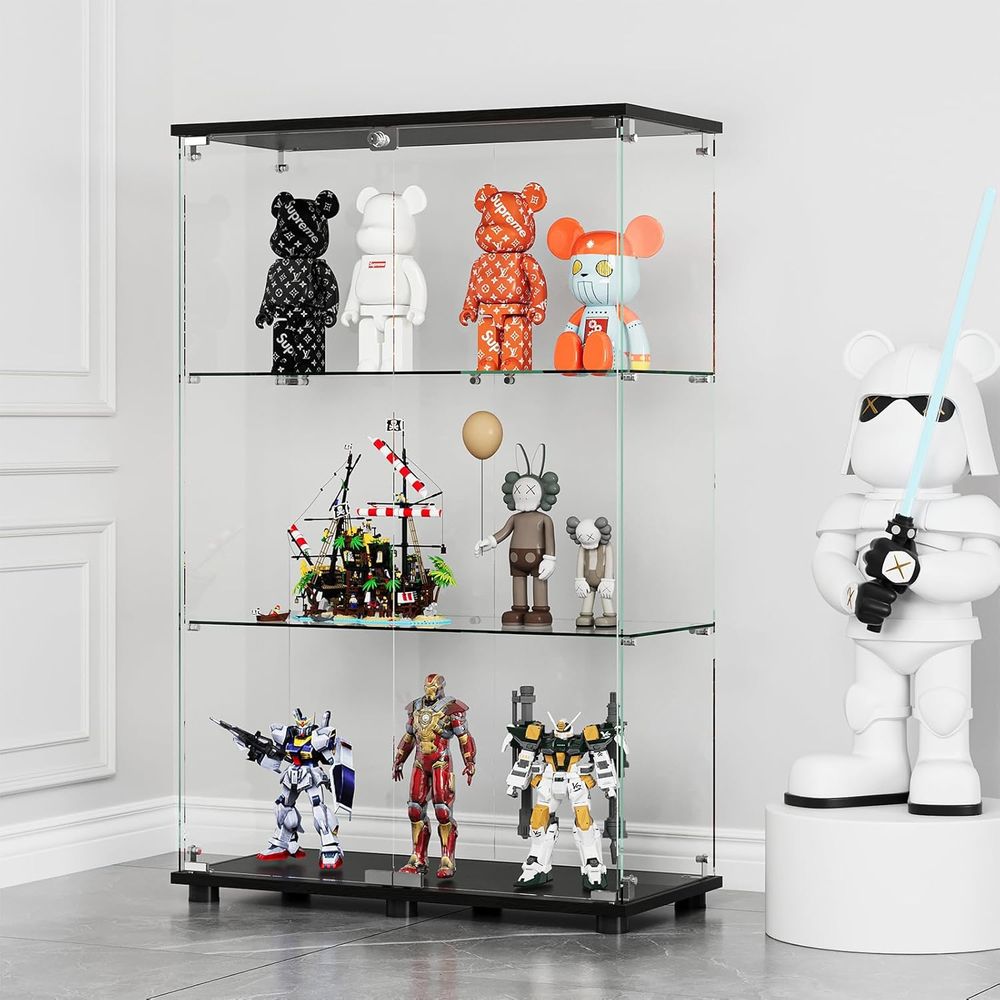 Szklana witryna z 3 półkami, p – Glass Cabinet Display recenzja i cena