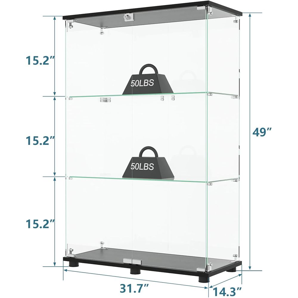 Szklana witryna z 3 półkami, p – Glass Cabinet Display recenzja i cena
