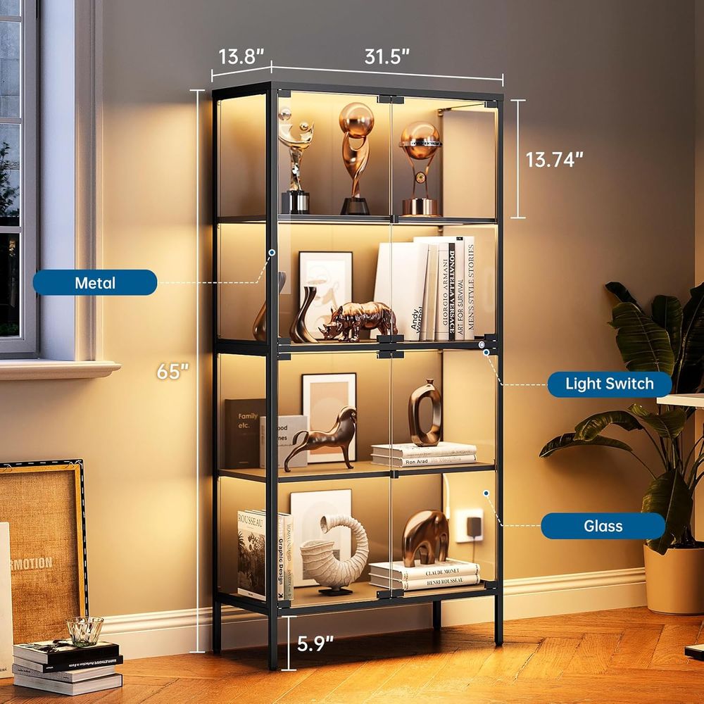 Szklana witryna z 65 diodami L – Glass Cabinet Display recenzja i cena