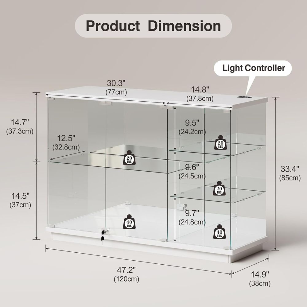 Biała szklana witryna z wysoki – Glass Cabinet Display recenzja i cena