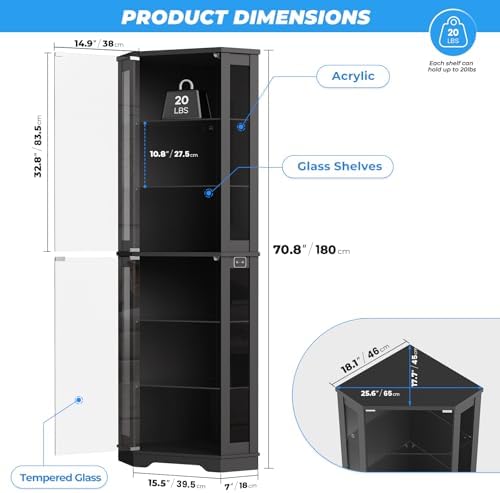Szafka narożna z szklanymi drz – Glass Cabinet Display recenzja i cena